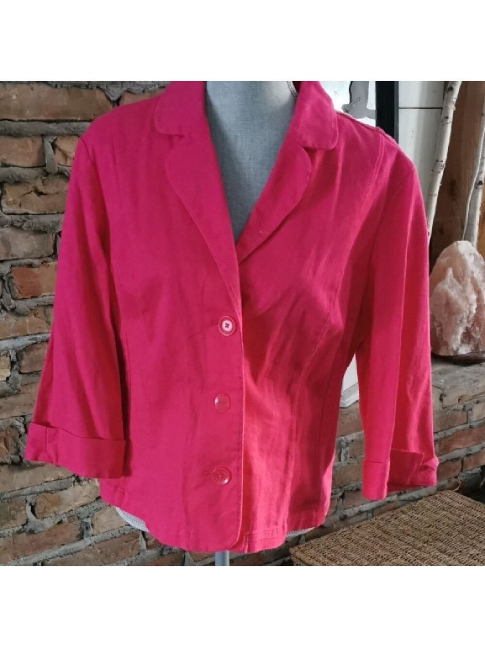 Womens Northern Reflections fuschia pink  barbiecore cotton blazer. Size XL